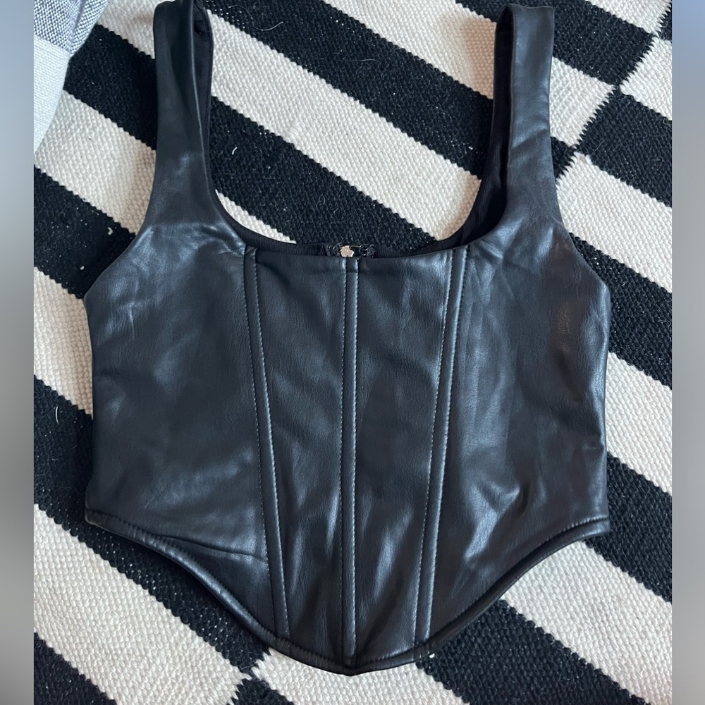 Faux leather corset